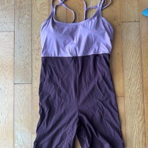 Two-Tone Purple Spaghetti Strap athletic Romper